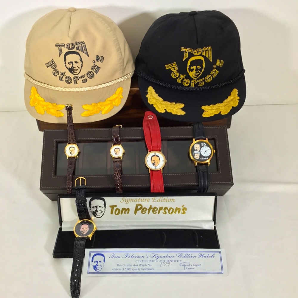 7PC Vintage Tom Peterson's Wrist Watch & Snapback Hat LOT Kurt Cobain EUC Box - Picture 1 of 16